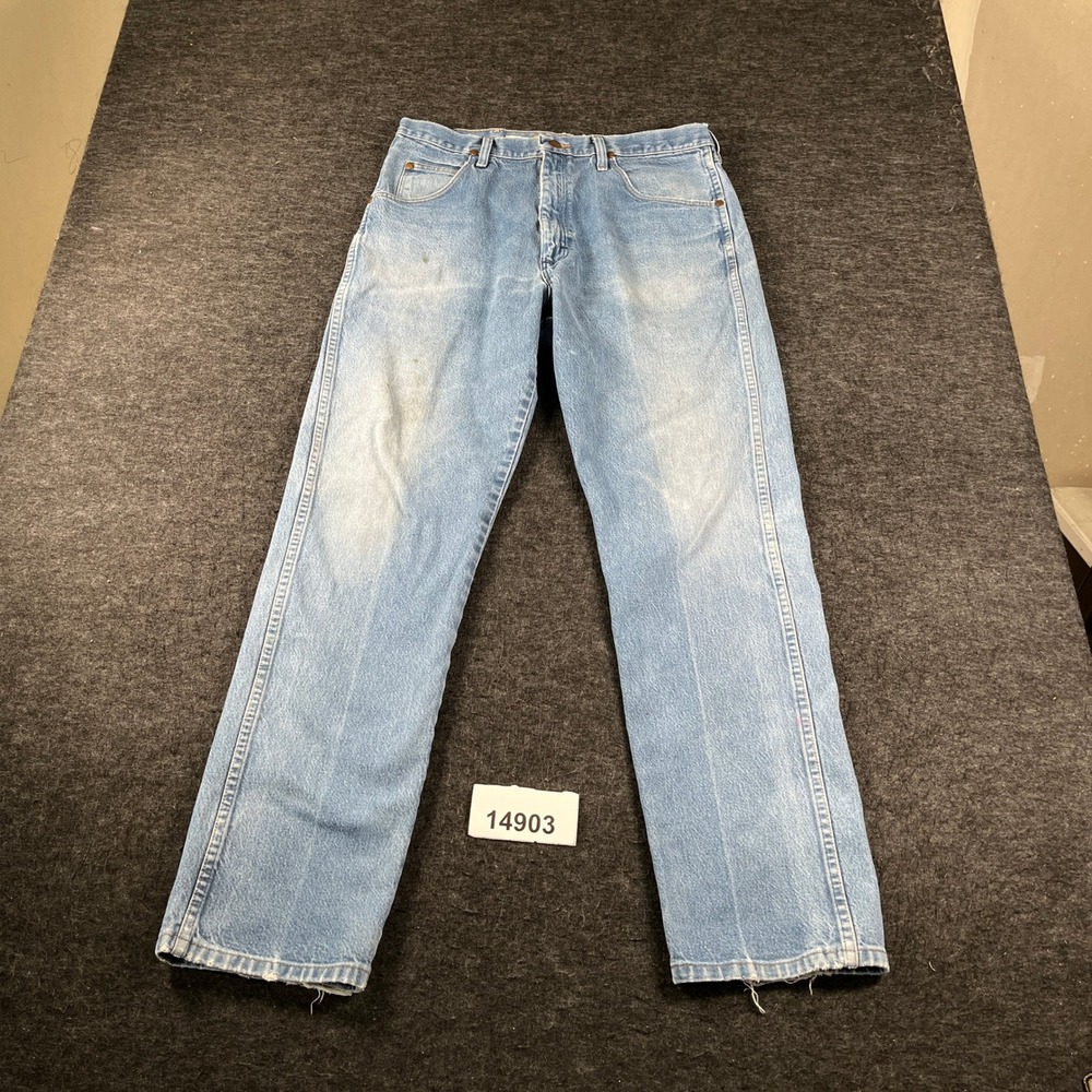 Wrangler Jeans Men 36x34 Blue Denim Cotton 3K Relaxed Fit 5-Pockets Straight Leg